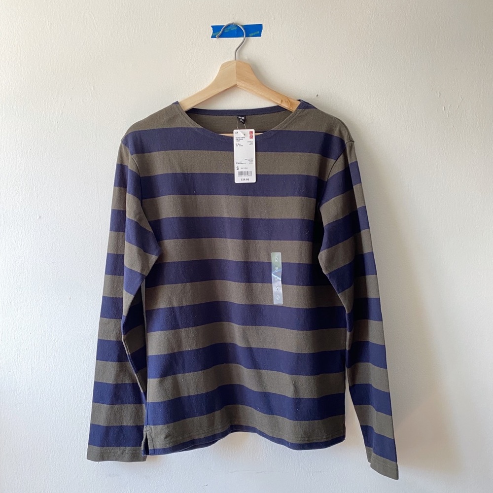 Uniqlo Washed Stripe Long Sleeve T-Shirt
